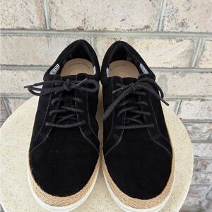 Clarks Black Suede Casual Shoes with Rope Accent
